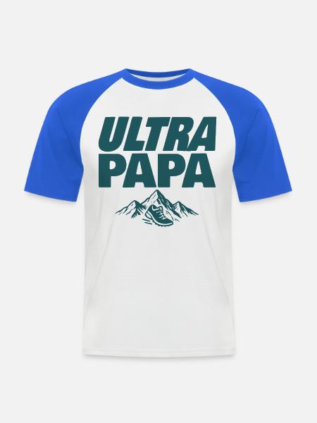 Ultra Papa Trail - Männer Baseball-T-Shirt - Weiß/Royalblau