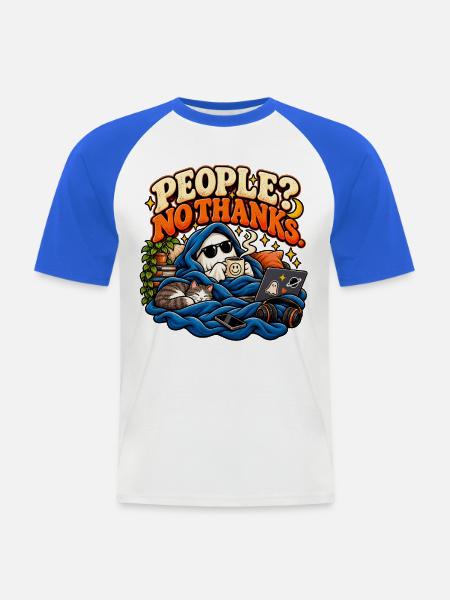 Leute? Nein, danke. | Lustiger Introvertierter - Männer Baseball-T-Shirt - Weiß/Royalblau