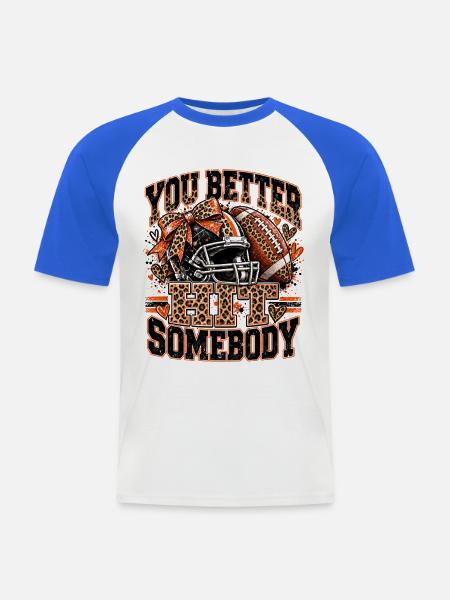 Du solltest jemanden treffen, Fußballleopard, - Männer Baseball-T-Shirt - Weiß/Royalblau
