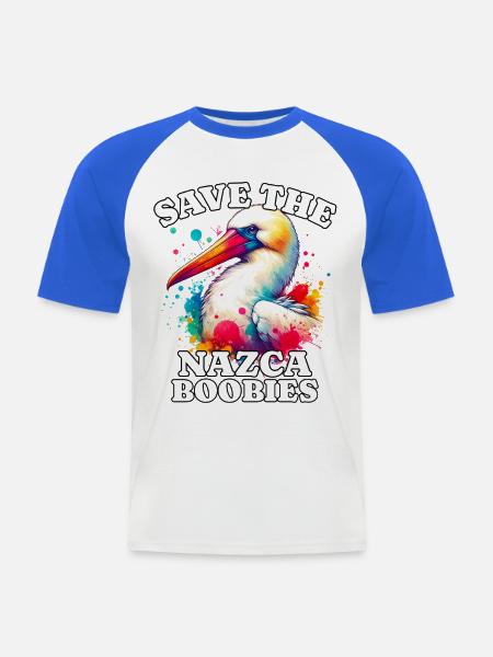 Nazca Tölpel Save Nazca Booby - Männer Baseball-T-Shirt - Weiß/Royalblau