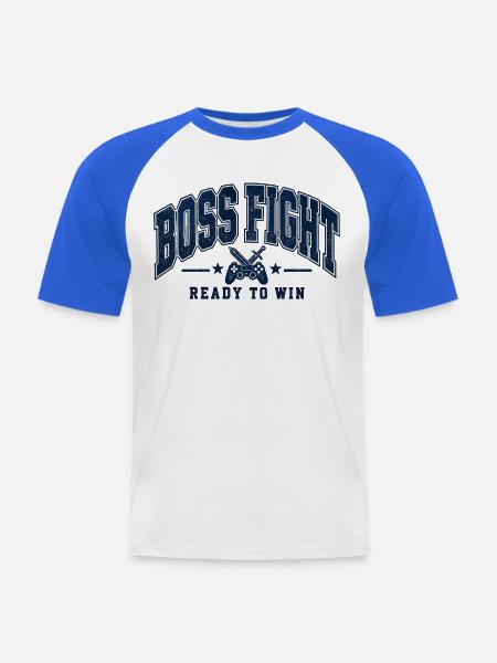 Final Battle Gaming - Männer Baseball-T-Shirt - Weiß/Royalblau