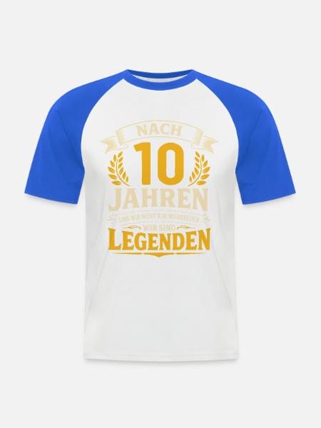 10 Jähriges Firmenjubiläum Dienstjubiläum Arbeit - Männer Baseball-T-Shirt - Weiß/Royalblau