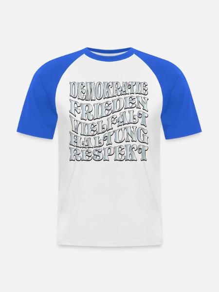 Respekt Demokratie - Männer Baseball-T-Shirt - Weiß/Royalblau