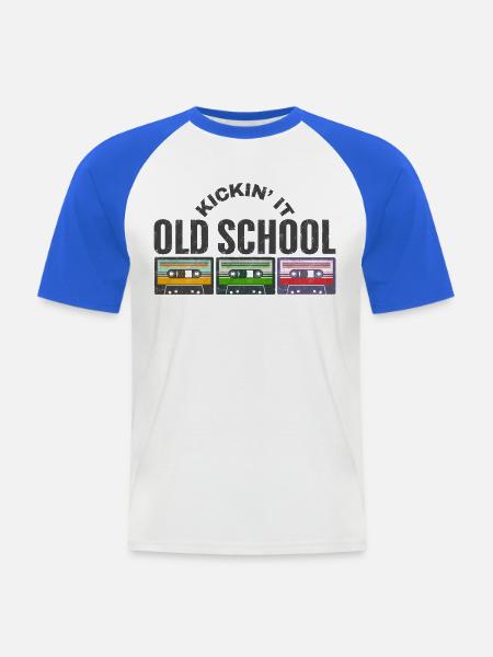 Ich mache es old school - Männer Baseball-T-Shirt - Weiß/Royalblau