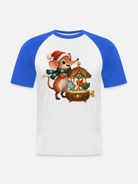 Rüsselspringer mit Eichelkarussell-Spieluhr - Männer Baseball-T-Shirt - Weiß/Royalblau