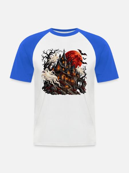 Spuknacht im Geisterdorf - Männer Baseball-T-Shirt - Weiß/Royalblau