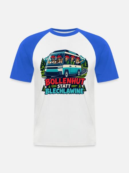 Bollenhut Busreise Abenteuer - Männer Baseball-T-Shirt - Weiß/Royalblau