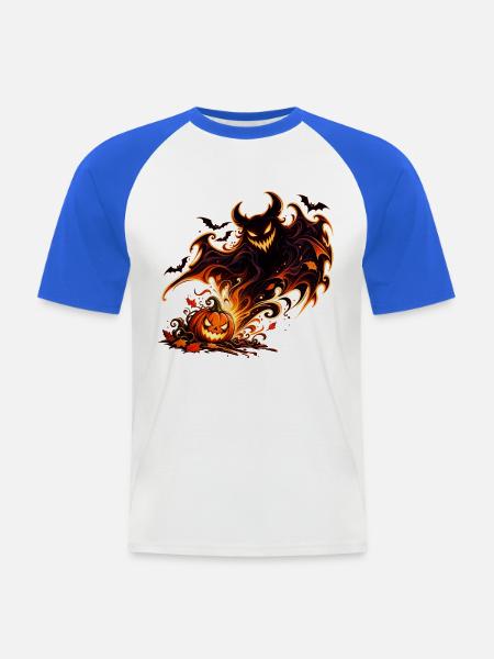 Kleiner Kürbis, großer Spuk - Männer Baseball-T-Shirt - Weiß/Royalblau