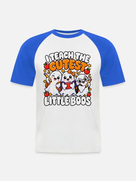 Süße Geister Lehrhelden Boo - Männer Baseball-T-Shirt - Weiß/Royalblau