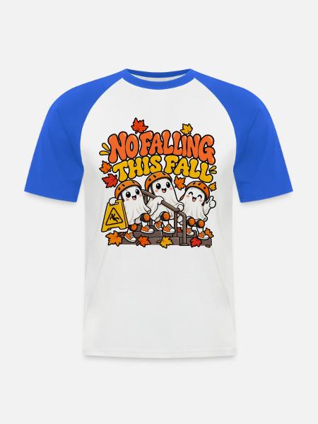Herbstgeister: Nicht Fallen Motiv - Männer Baseball-T-Shirt - Weiß/Royalblau
