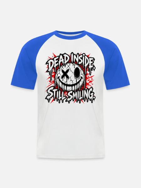 Dead Inside – Gothic Smiley - Männer Baseball-T-Shirt - Weiß/Royalblau