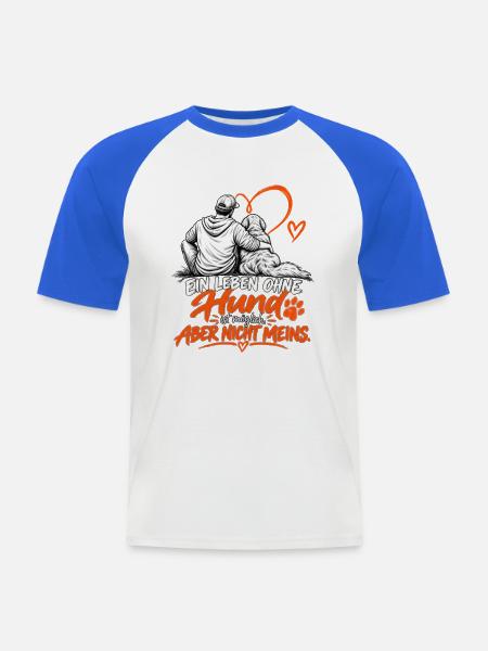 Hundeliebe: Leben mit Hund - Männer Baseball-T-Shirt - Weiß/Royalblau