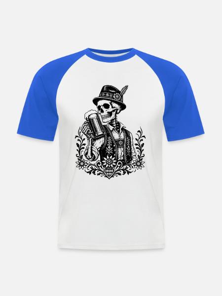 Bayerischer Totenkopf - Männer Baseball-T-Shirt - Weiß/Royalblau