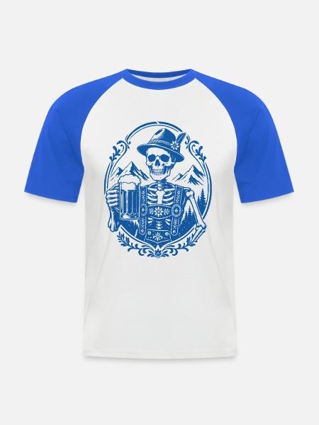 Bayerisches Skelett - Männer Baseball-T-Shirt - Weiß/Royalblau