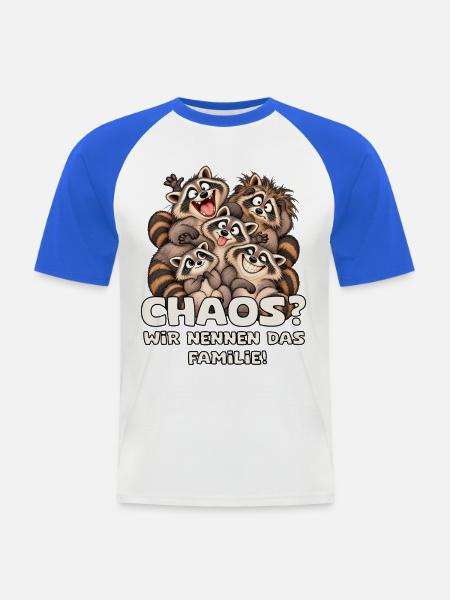 Chaotische Waschbärenfamilie - Männer Baseball-T-Shirt - Weiß/Royalblau