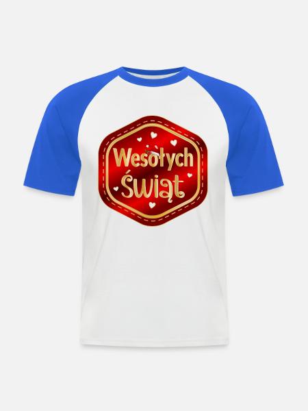 Frohe Weihnachten, Polen, - Männer Baseball-T-Shirt - Weiß/Royalblau