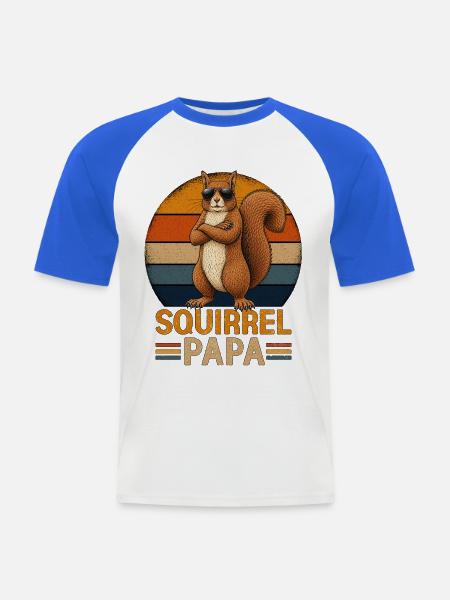 Squirrel Papa - Männer Baseball-T-Shirt - Weiß/Royalblau