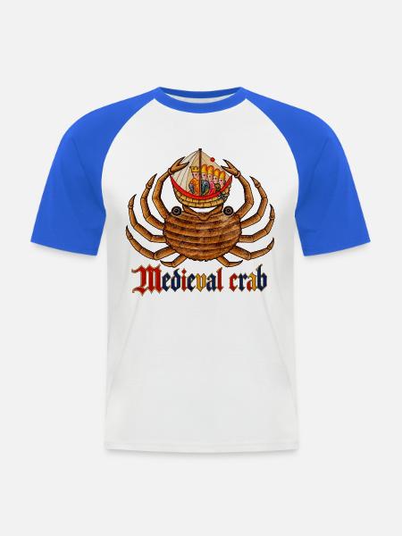 Mittelalterliche Krabbe und königliches Schiff - Männer Baseball-T-Shirt - Weiß/Royalblau