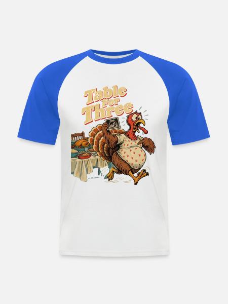 Table For Three lustige - Männer Baseball-T-Shirt - Weiß/Royalblau