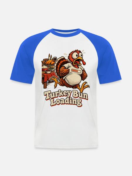 Turkey Bun Loading witzige - Männer Baseball-T-Shirt - Weiß/Royalblau