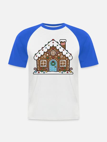 Lebkuchenhaus süßer Weihnachtskeks - Männer Baseball-T-Shirt - Weiß/Royalblau