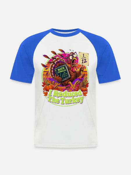 Thanksgiving Mathe Truthahn Panik Nerdwitz - Männer Baseball-T-Shirt - Weiß/Royalblau