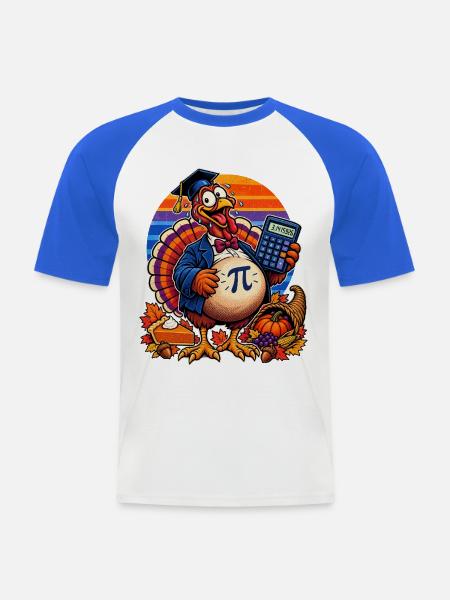 Thanksgiving-Truthahn Mathe-Lehrer mit Pi - Männer Baseball-T-Shirt - Weiß/Royalblau