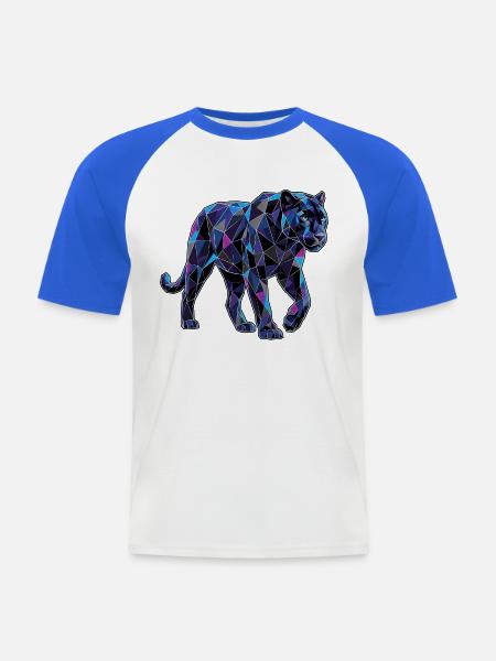 Poly Stil Panther - Männer Baseball-T-Shirt - Weiß/Royalblau