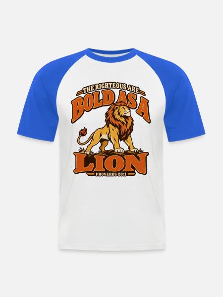 Löwenmotiv Christlicher Bibelvers - Männer Baseball-T-Shirt - Weiß/Royalblau
