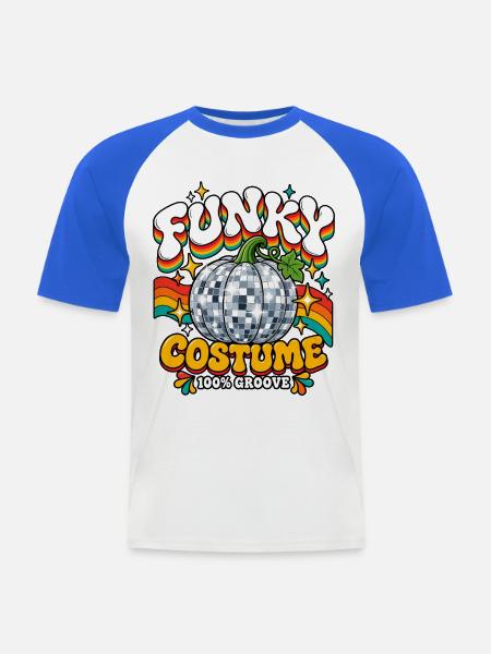 Funky Kürbis Kostüm Groove - Männer Baseball-T-Shirt - Weiß/Royalblau