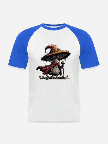 Pilz Zauberer mit Umhang - Männer Baseball-T-Shirt - Weiß/Royalblau
