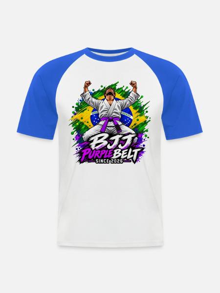 BJJ Lila Gürtel seit 2026 - Männer Baseball-T-Shirt - Weiß/Royalblau
