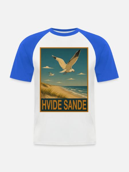Hvide Sande - Männer Baseball-T-Shirt - Weiß/Royalblau