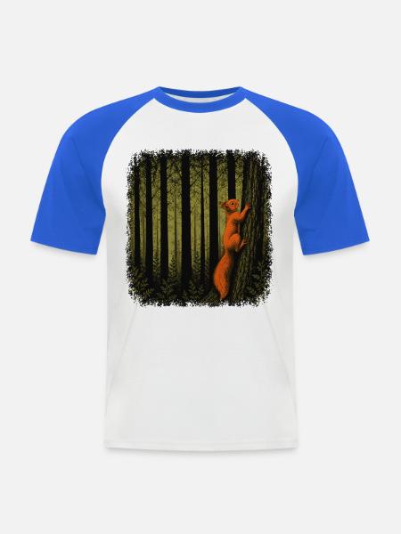 Eichhörnchen klettert auf einen Baum - Männer Baseball-T-Shirt - Weiß/Royalblau