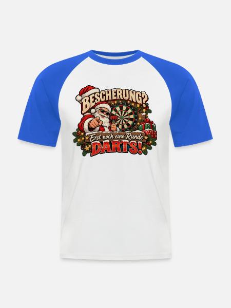 Darts lustiges weihnachtliches Motiv Dart-Motiv - Männer Baseball-T-Shirt - Weiß/Royalblau
