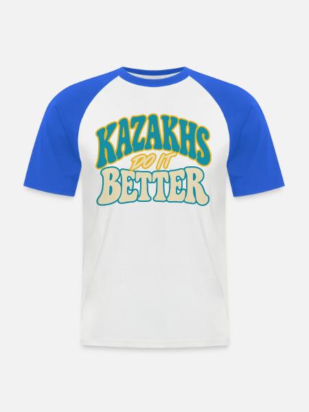Kasachen Stolz mit Kulturmotiv - Männer Baseball-T-Shirt - Weiß/Royalblau