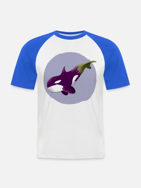 Auberginen-Wal – Lustige Kawaii Illustration - Männer Baseball-T-Shirt - Weiß/Royalblau