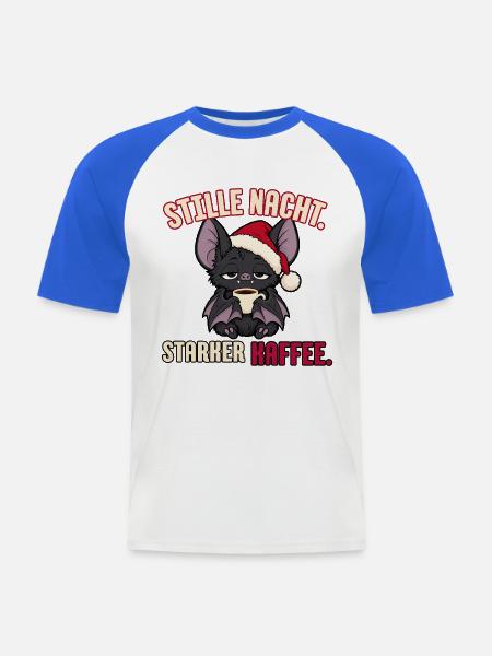 Stille Nacht starker Kaffee - Männer Baseball-T-Shirt - Weiß/Royalblau