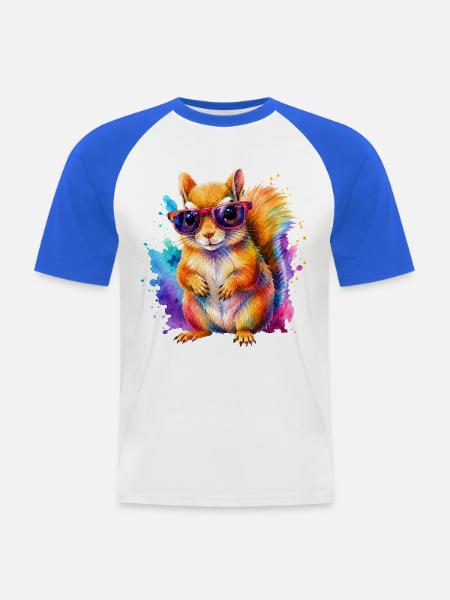 Süßes Eichhörnchen mit Sonnenbrille - Männer Baseball-T-Shirt - Weiß/Royalblau