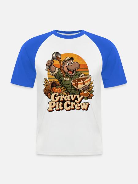 Thanksgiving Nilpferd Gravy Pit Crew - Männer Baseball-T-Shirt - Weiß/Royalblau