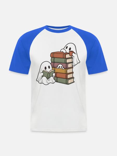 Büchergeister - Männer Baseball-T-Shirt - Weiß/Royalblau