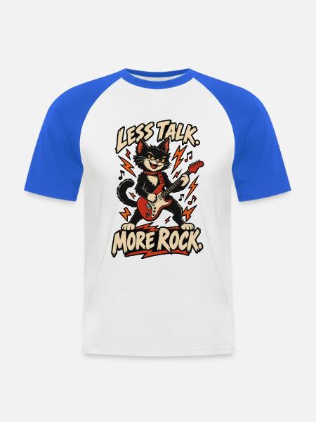 Weniger Reden, Mehr Rock Katze - Männer Baseball-T-Shirt - Weiß/Royalblau