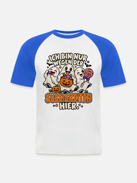 Süßigkeiten Geister Halloween - Männer Baseball-T-Shirt - Weiß/Royalblau