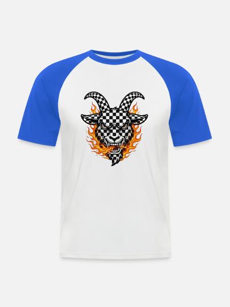 Racing Fire Goat 2027 - Checkered - Männer Baseball-T-Shirt - Weiß/Royalblau