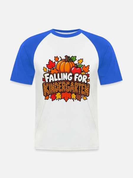 Herbstliebe Kindergarten - Männer Baseball-T-Shirt - Weiß/Royalblau