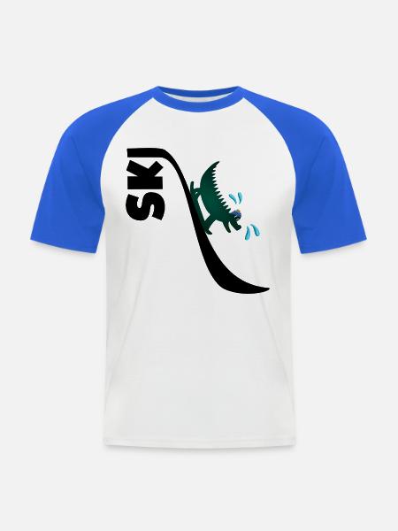 Krokodilski, Kinder-Snowboarden - Männer Baseball-T-Shirt - Weiß/Royalblau