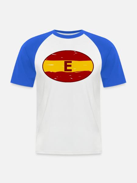 E Retro Emblem Spanien - Männer Baseball-T-Shirt - Weiß/Royalblau