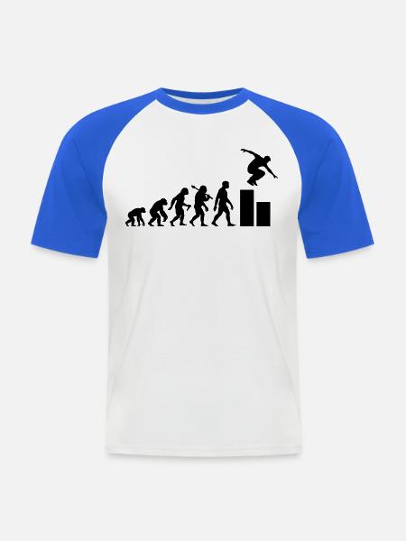 Parkour Evolution Traceur Für Parkour-Training - Männer Baseball-T-Shirt - Weiß/Royalblau