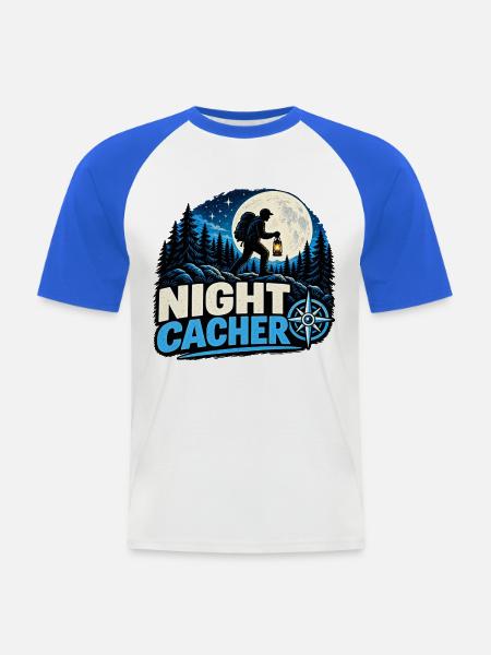 Night Cacher - Männer Baseball-T-Shirt - Weiß/Royalblau