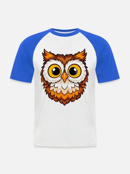 Lustige Eulenblick in Orange - Männer Baseball-T-Shirt - Weiß/Royalblau